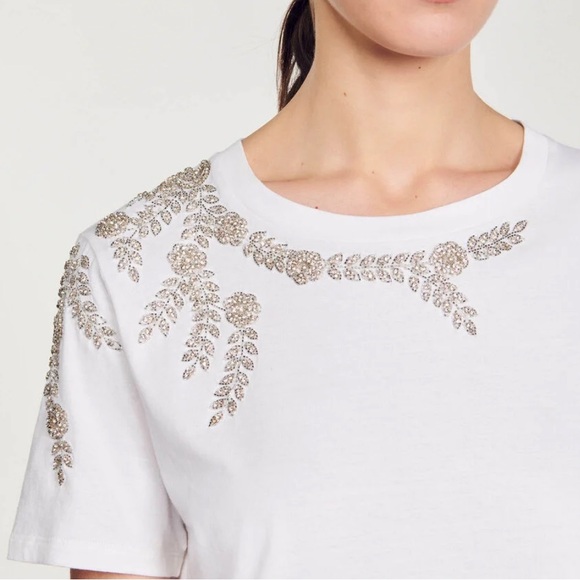 Sandro Rhinestone-Embellished T-Shirt - Picture 2 of 4